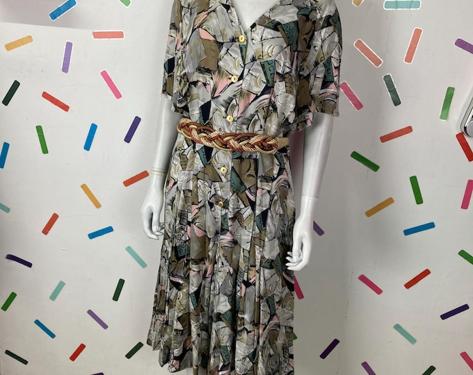 1980s true vintage abstract design  wide leg playsuit size 14/16