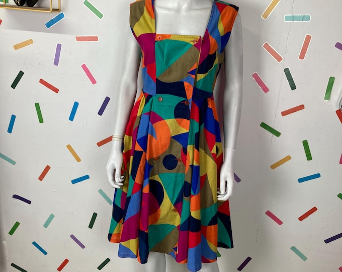 1980s true vintage geo design dress  size 8/10