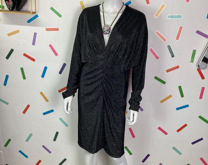 True vintage black / silver stretch  dress size 12-16