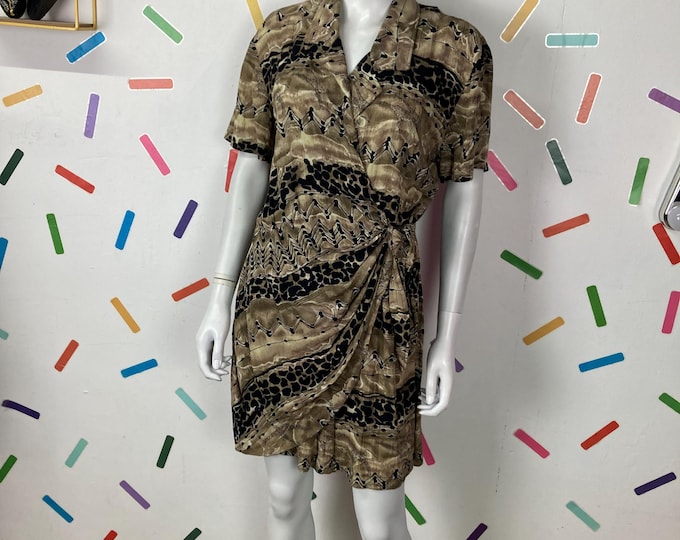1980s true vintage animal design wrap front playsuit size 12/14