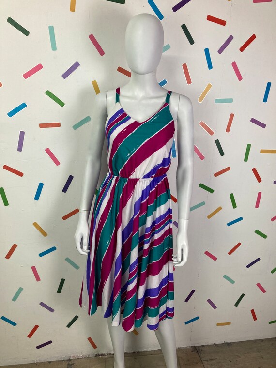 1980s true  vintage stripe detail thin strap summ… - image 3