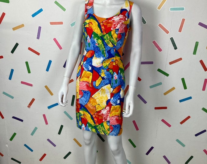 1980s true vintage abstract design 2 piece set - jacket and dress - Size up to 12