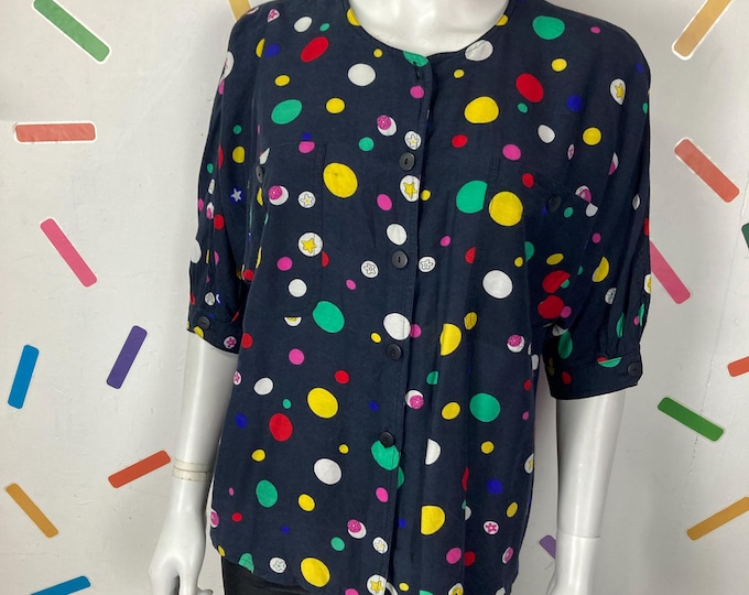 1980s true vintage Laurel short sleeve spot top size 12/14
