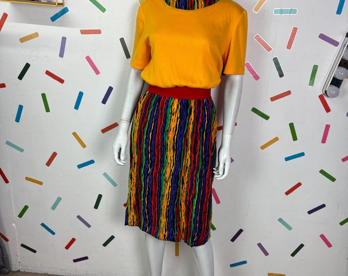 True Vintage bright yellow jersey summer dress size 12/14