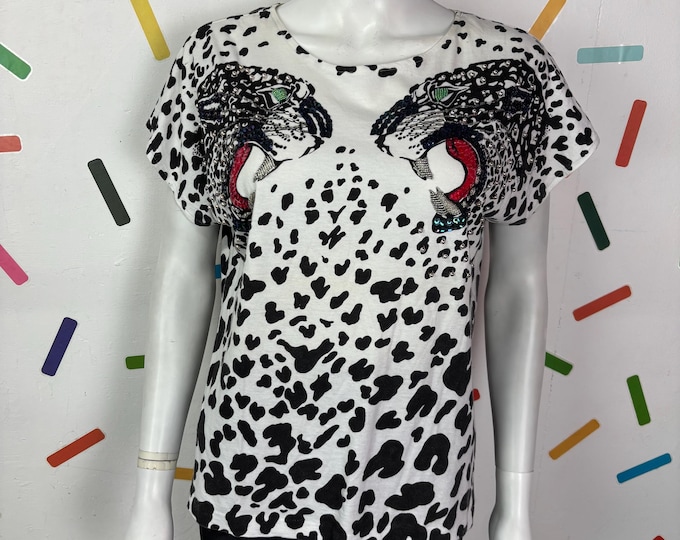 1980s true vintage cheetah design t shirt - size 12