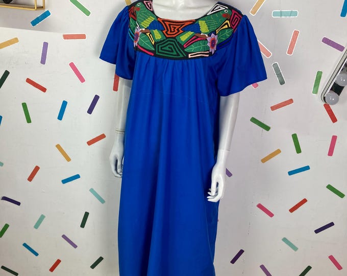 1980s Midi Dress: Vintage smock dress with bird detail size 14/16