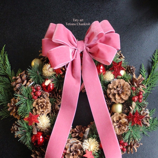 Velvet bow ties/velvet/Christmas bow/Xmas velvet/wreath bow/velvet bow/white velvet bow/Christmas ornament/bow/Christmas tree top/crest