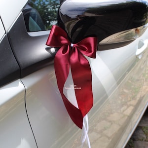 Decorazione auto nuziale, papillon in raso/decorazione auto/decorazione auto nuziale/papillon per auto nuziale/papillon in raso/nodo/anello in raso