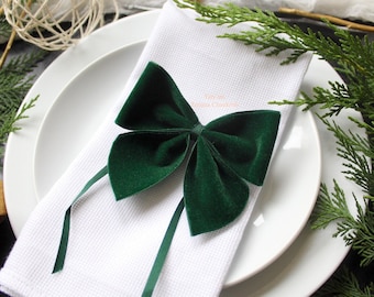 Papillon in velluto/Anelli per tovaglioli natalizi/Anelli per tovaglioli natalizi in velluto/Velluto francese/Anelli per tovaglioli con fiocco in velluto/Decorazione natalizia/fiocco