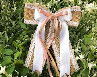 Noeuds papillon en toile de jute/arc en toile jute/bow/deco voiture/Antenna loop car bow