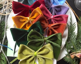 Papillon in velluto/Anelli per tovaglioli di Natale/Velluto francese/Anelli per tovaglioli di velluto/Decorazione natalizia/fiocco