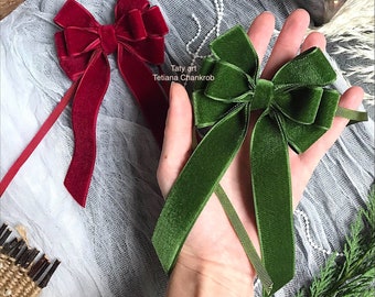 Bow tie velvet MINI/velvet/bow noel/Xmas velvet/wreath bow/velvet bow/red velvet knot/ornament christmas/bow/crown christmas tree/crest