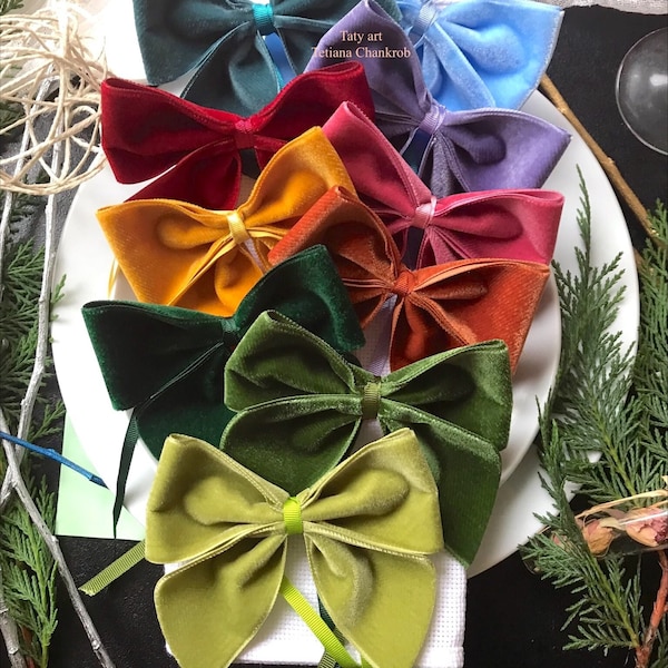 Velvet bow ties/Christmas napkin rings/Xmas napkin rings velvet/French velvet/velvet napkin ring/Christmas ornament/bow