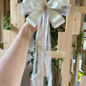 Grande noeud en satin pour decoration de voiture de mariage/antenna loop/voiture mariage/