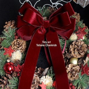 Velvet bow ties/velvet/Christmas bow/Xmas velvet/wreath bow/velvet bow/velvet bow/Christmas ornament/bow/Christmas tree top/crest