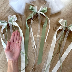 Kleines Terrakotta-Hochzeitsauto-Dekorationsset/Altgrün/Orange Autoschleife/Motorhaubenschleife/Set Schleife Hochzeitsauto/Satin-Autodekoration