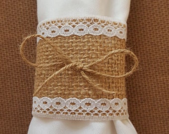Burlap napkin rings