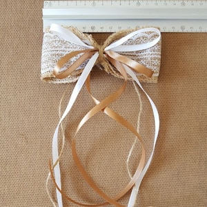 Bow tie in burlap and satin/Antenna loop car bow