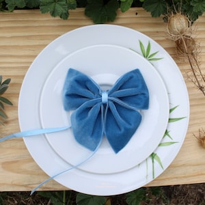 Papillon in velluto/anelli per tovaglioli/blu polvere/anelli per tovaglioli velluto/fiocco in velluto/anello per tovaglioli in velluto blu/ornamento natalizio/fiocco/nodo