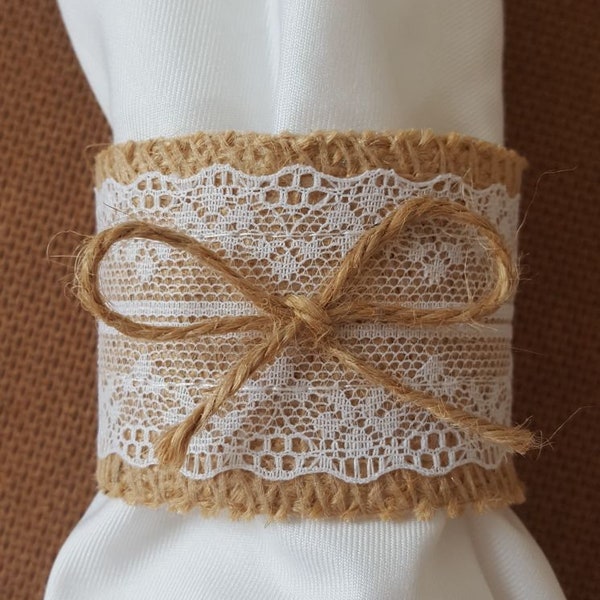 Burlap napkin rings