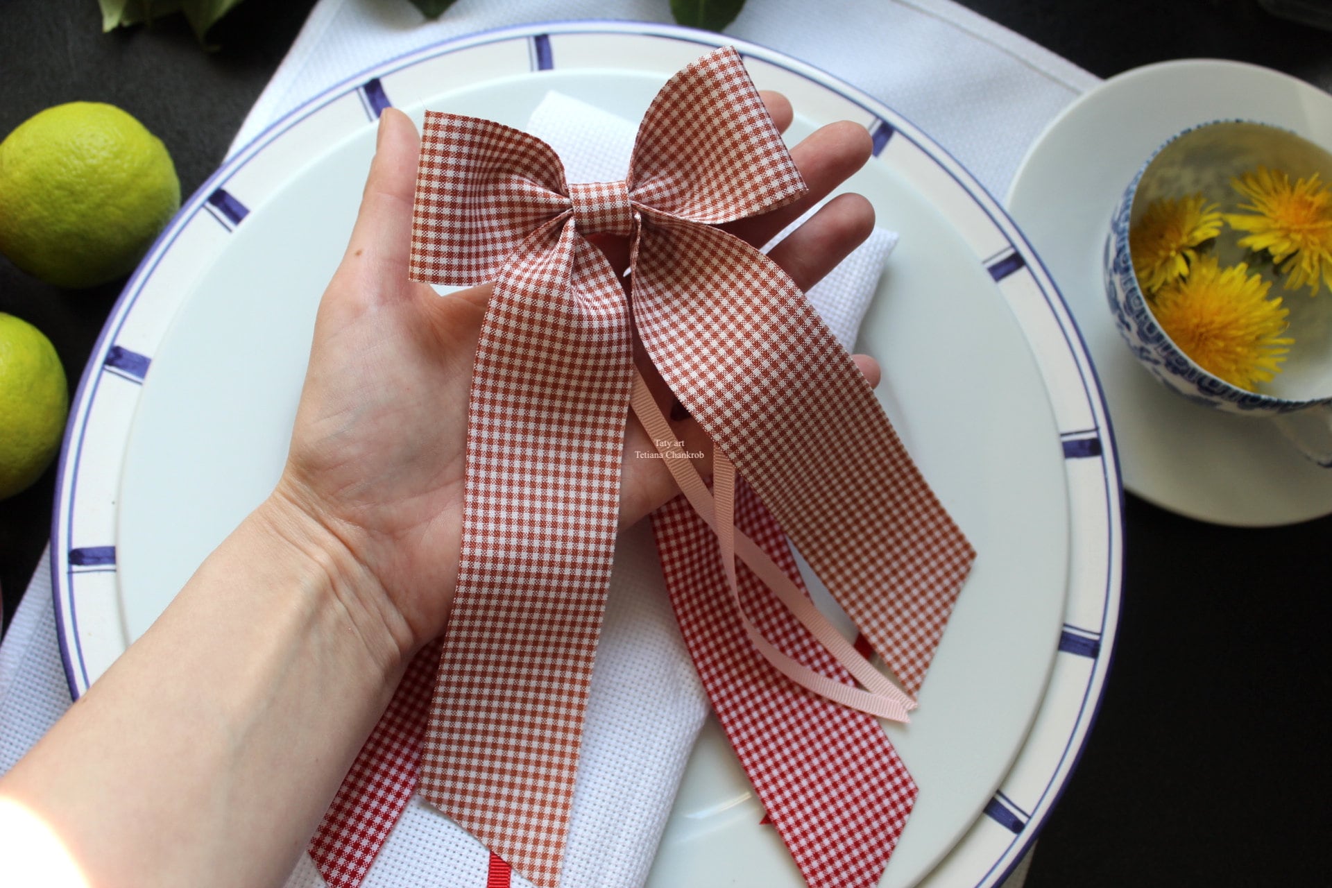 Noeud Papillon Lin Vichy Ronds Serviettes/Lin Noeud/Easter Bow Napkin Rings/Heavy Linen Gingham Bow/