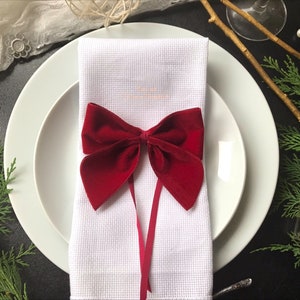 Papillon di velluto/Anelli per tovaglioli di Natale/Anelli per tovaglioli di Natale velluto/velluto francese/anelli per tovaglioli con fiocco di velluto/ornamento di Natale/fiocco