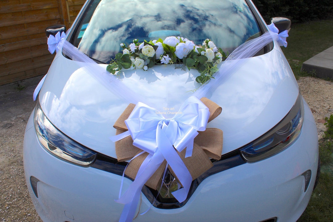 Kit de Décoration Voiture Mariage sauge vert/Noeud voiture champêtre/Noeud  géant/Set Bow wedding car/Deco voiture rustique -  Canada