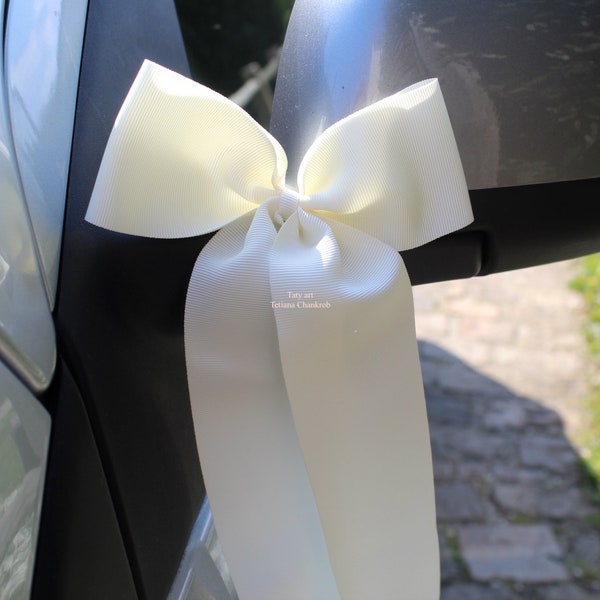 Luxury wedding car decoration/grosgrain bow tie/deco car/wedding car decoration/wedding car bow/bow tie/Ivory knot/loop