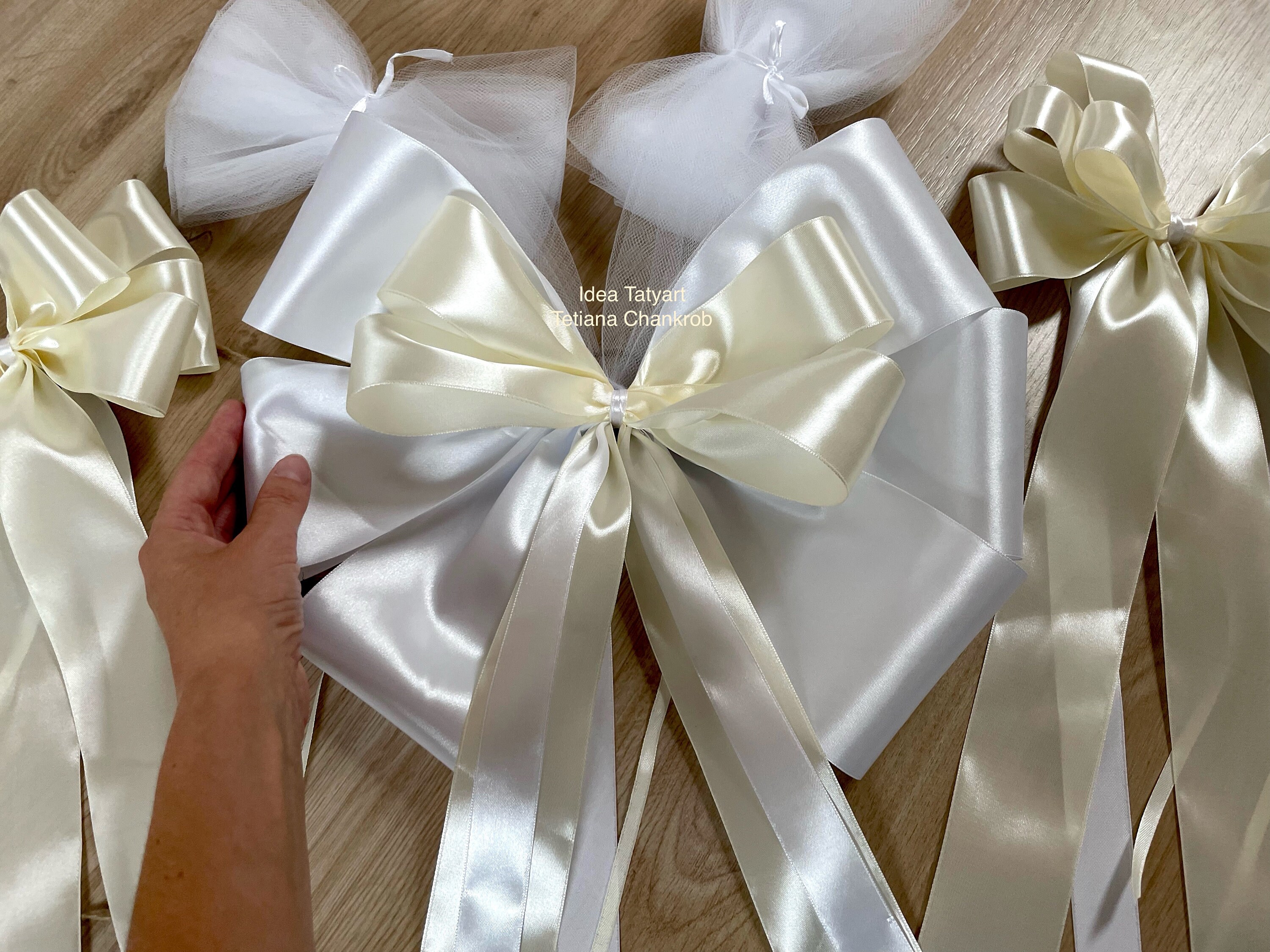 Lot De 100 Noeuds Voiture Mariage Blancs - Rubans Satin Arc Décoration Auto, Cadeaux Et Fêtes