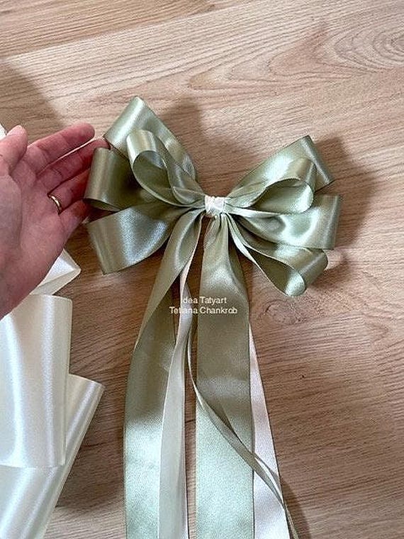 30 Pièces Noeuds Voiture Mariage Ruban Satin Fait Main 19x12 Cm – Décoration Antenne & Portes Avec Cœurs