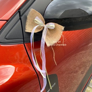 Burlap and satin bow tie/Antenna loop car bow