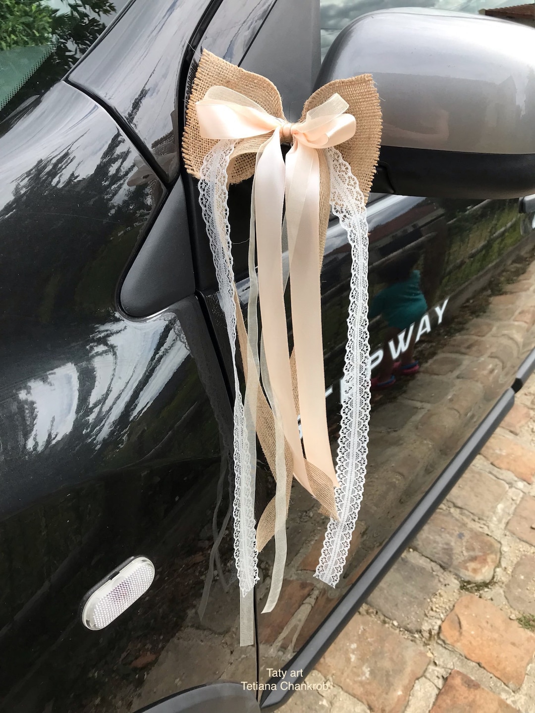Lace and Satin Bow Tie/antenna Loop Car Bow/car Decoration/shabby Car ...