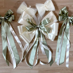 Terrakotta-Hochzeitsauto-Dekorationsset/Alte orangefarbene Autoschleife/Riesenschleife/Set Schleife Hochzeitsauto Rost/Satin-Autodekoration