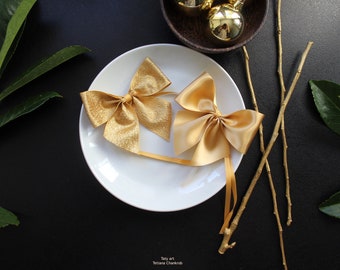 Lazo dorado/nudo dorado/anillos para servilletas navideños/anillos para servilletas con lazo/anillos para servilletas con nudos navideños/decoración navideña/adorno de Navidad/chispa