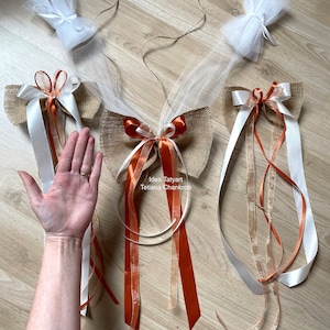 Kit de Décoration Voiture Mariage petite Terracotta/Noeud voiture vieux orange/Noeud de capot/Set Bow wedding car rust/Deco voiture satin