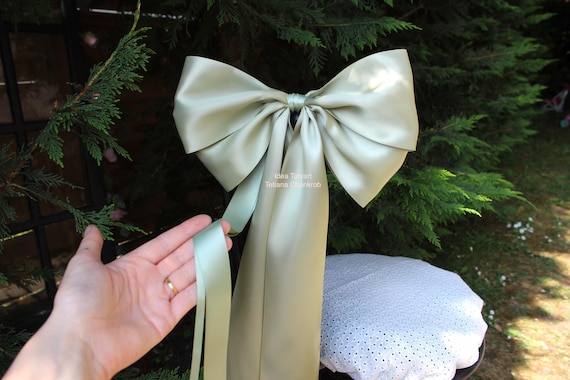 Grand noeud 40" en satin Suisse double face/big Swiss satin bow/noeud mariage/voiture noeud decor/chaise noeuds/arc mariage