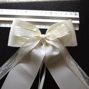 Decoración de coche de boda de lujo/pajarita de grosgrain/coche deco/decoración del coche de boda/arco de coche de boda/pajarita/nudo de marfil/lazo