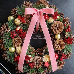Samtfliege/Kranz-Samtknoten/Knoten für Krone/runde Samtserviette/Samtschleife/Schweizer Samt/Samtschleife/Weihnachtsdekoration
