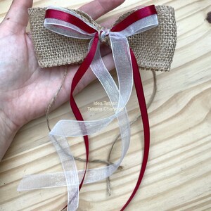 Jute and satin bow tie Coral/TERRACOTTA/copper/nude/Antenna loop car bow/Wedding/country car decoration