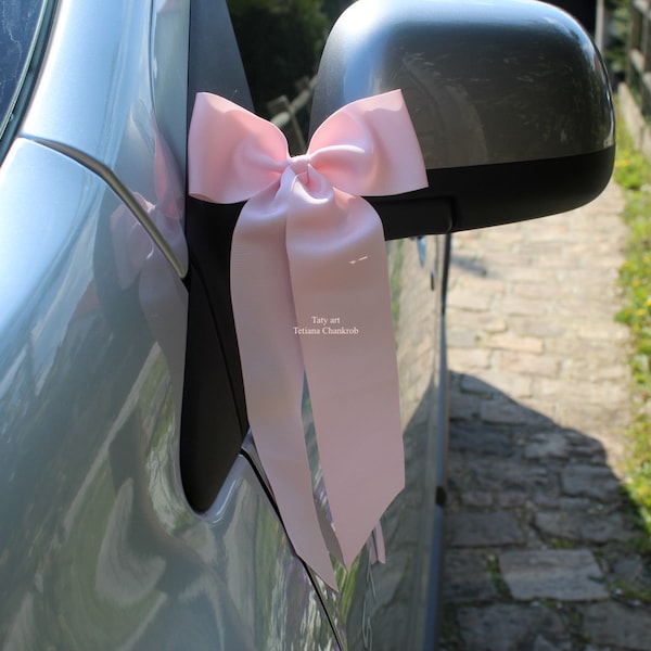 Luxe trouwauto decoratie / grosgrain vlinderdas / deco auto / trouwauto decoratie / trouwauto strik / vlinderdas / roze knoop / lus