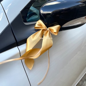 Golden and gold wedding car decoration/Satin bow tie/wedding car decoration/wedding car bow tie/bow tie satin/Noeud satin/loop