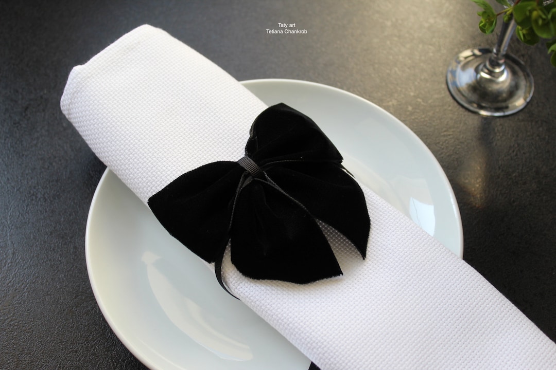 Velvet Bow Ties/black Napkin Rings/black Napkin Rings Velvet/velvet Bow