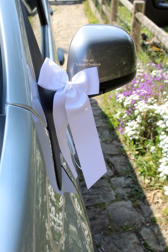 Decoration de voiture mariage LUXE/Noeud papillon gros-grain/deco voiture/wedding  car decoration/wedding car bow/bow tie/Noeud blanc/loop -  France