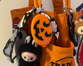 Vintage Pumpkin Squeeze Coin Purse: Halloween Keychain Bag Charm