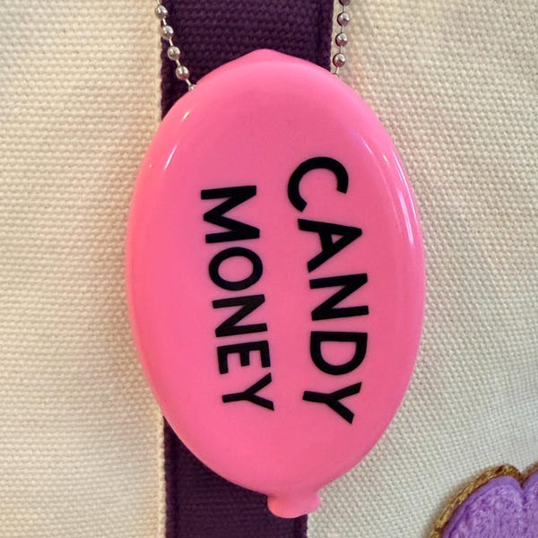 Brelok do kluczy z gumy Candy Money Retro z silikonową saszetką na monety
