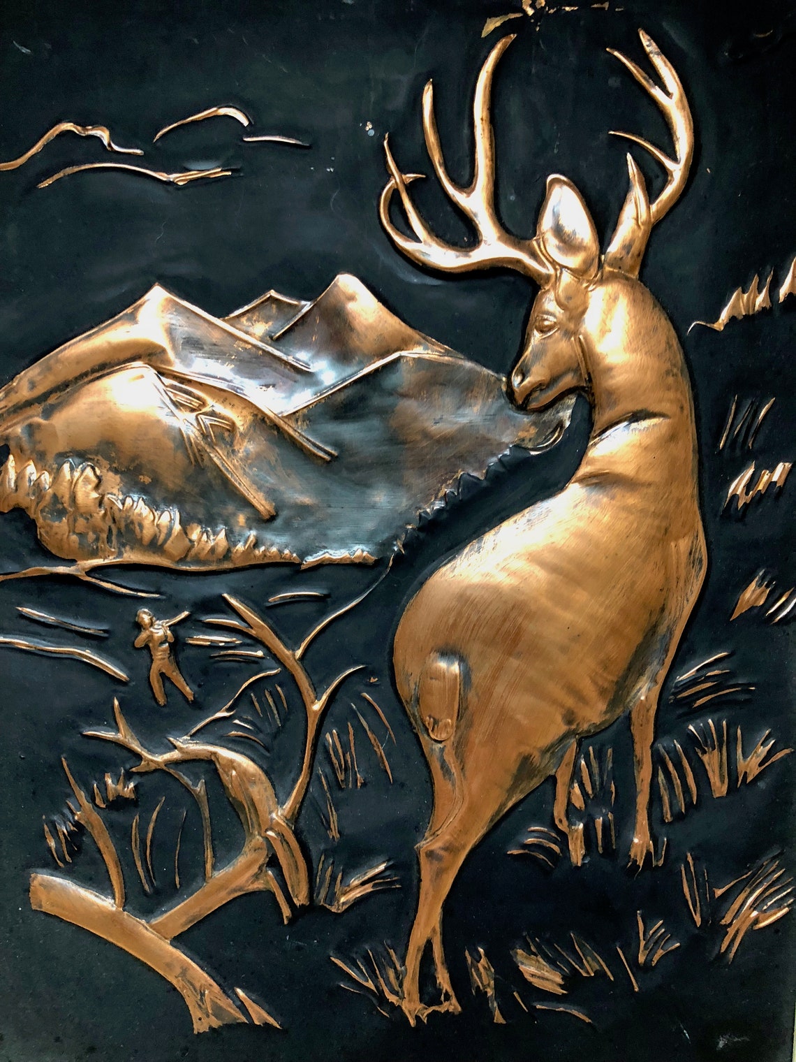 Copper Embossed Stag and Buck 50's Pair Vintage 3D FREE Etsy