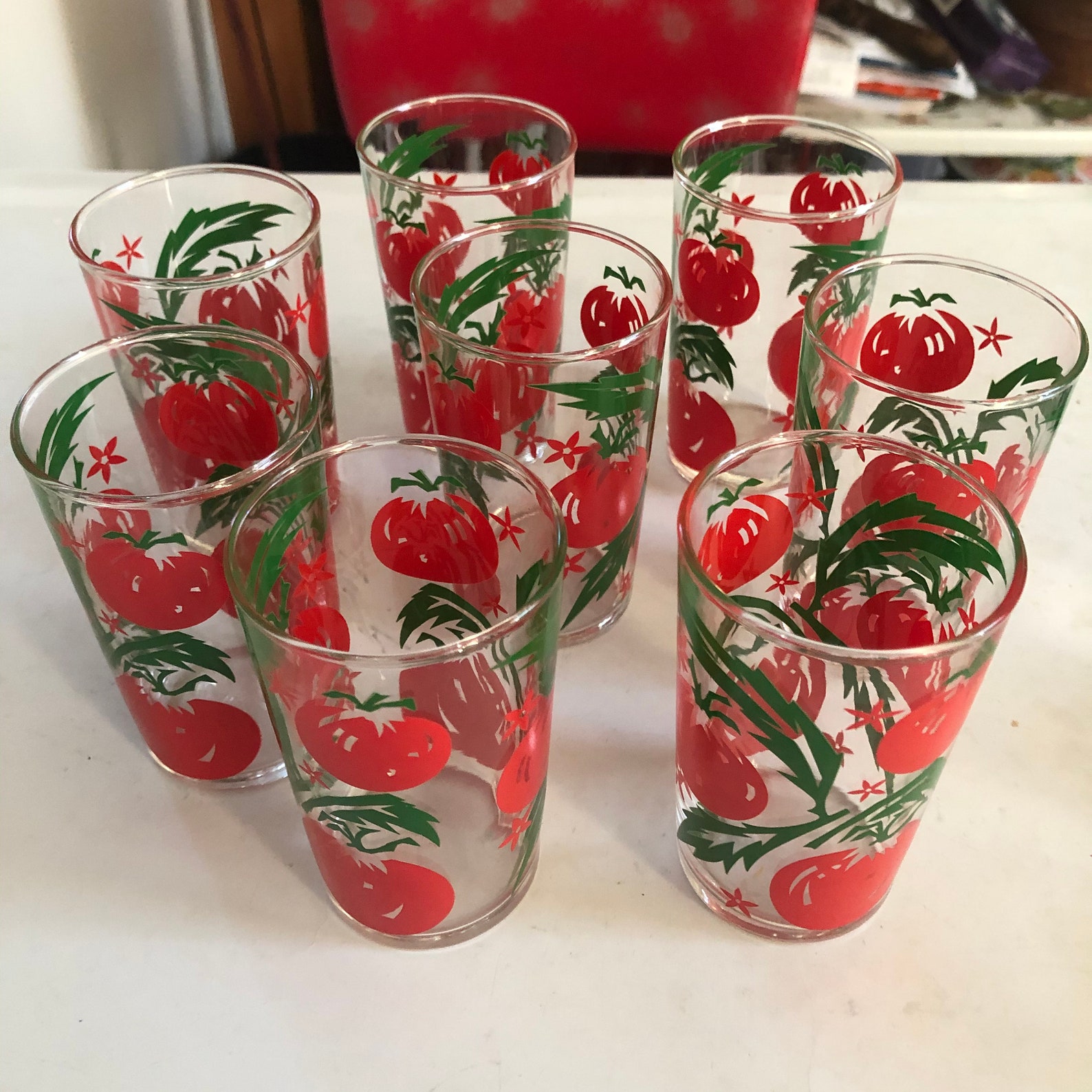 Set of 8 Tomato Juice Glasses Vintage Retro Mint Condition Etsy