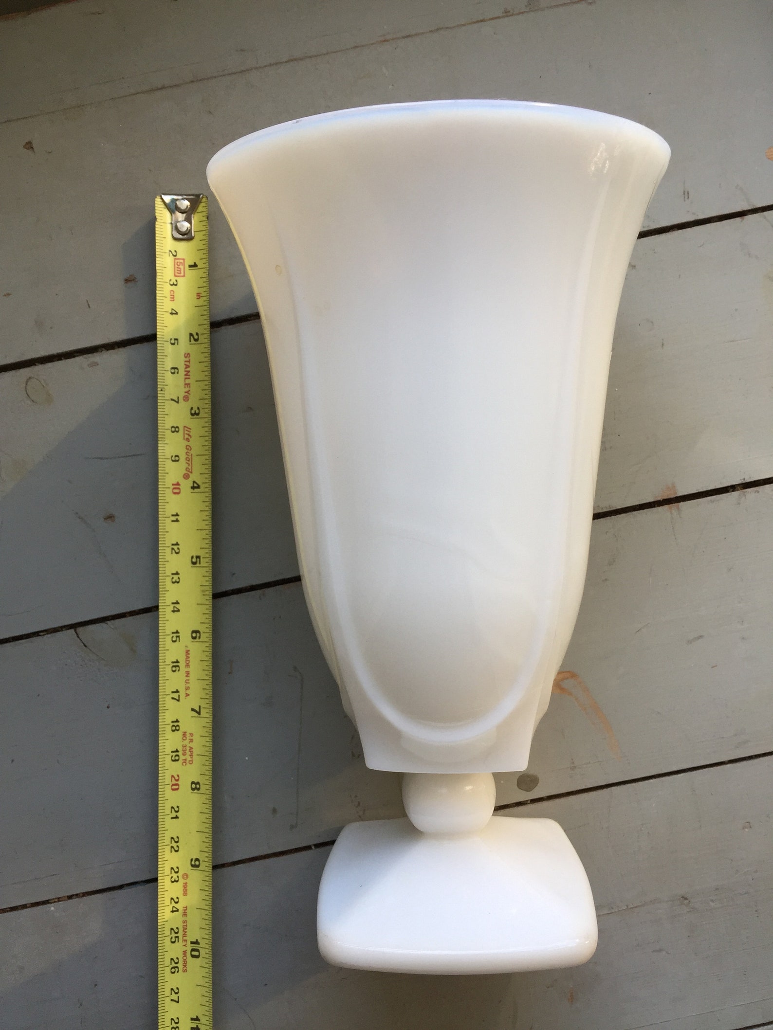 White Slag Milk Glass Pedestal Vase Vintage 1920s Excellent Etsy