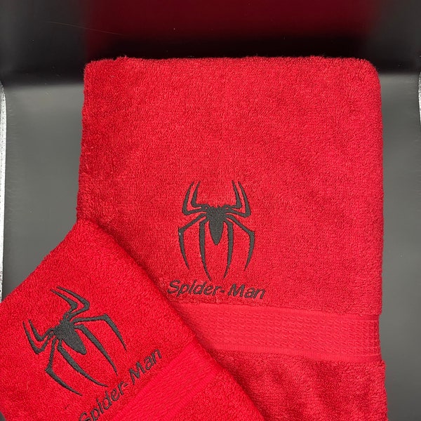 Personalized 2 piece Spider-Man Bath Towels
