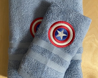 Personalized Captain America 2 piece towel set